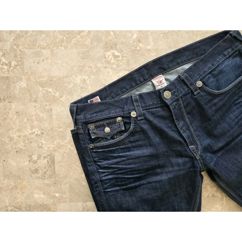 True Religion Ricky Big QT Jeans Men's 40 Medium Blue Thick Stitch Made in USA